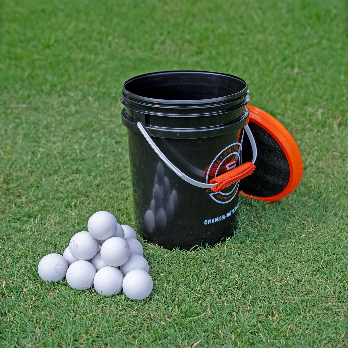 Crankshooter® Lacrosse Ball Bucket, Official Game Balls, 12 to 60 Pack, Fully Certified, Padded Lid & Handle