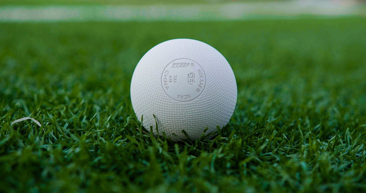 Crankshooter TX Extreme Grip textured lacrosse ball, certification side view