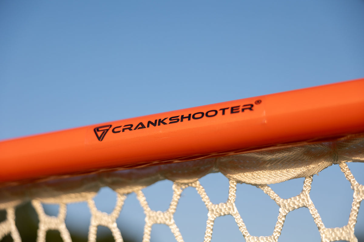 Crankshooter® Stinger Hexagon Lacrosse Net, 6mm or 7mm, 6'x6'x7', White or Black, USA Lacrosse/NCAA Approved, Double Lifespan, Includes 120 ft Lacing Cord & Bungees