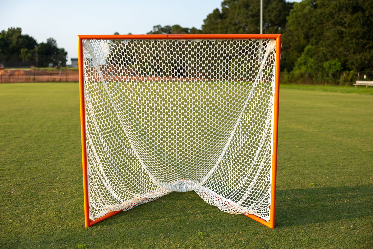 Crankshooter® Stinger Hexagon Lacrosse Net, 6mm or 7mm, 6'x6'x7', White or Black, USA Lacrosse/NCAA Approved, Double Lifespan, Includes 120 ft Lacing Cord & Bungees
