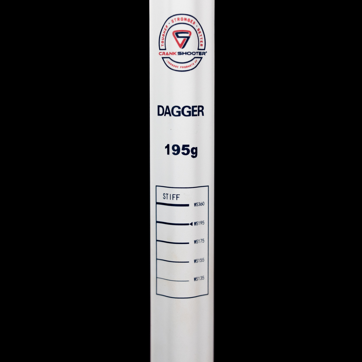 Crankshooter® Dagger Carbon Fiber Lacrosse Shaft, 30", Matte White & "USA Tough" Editions