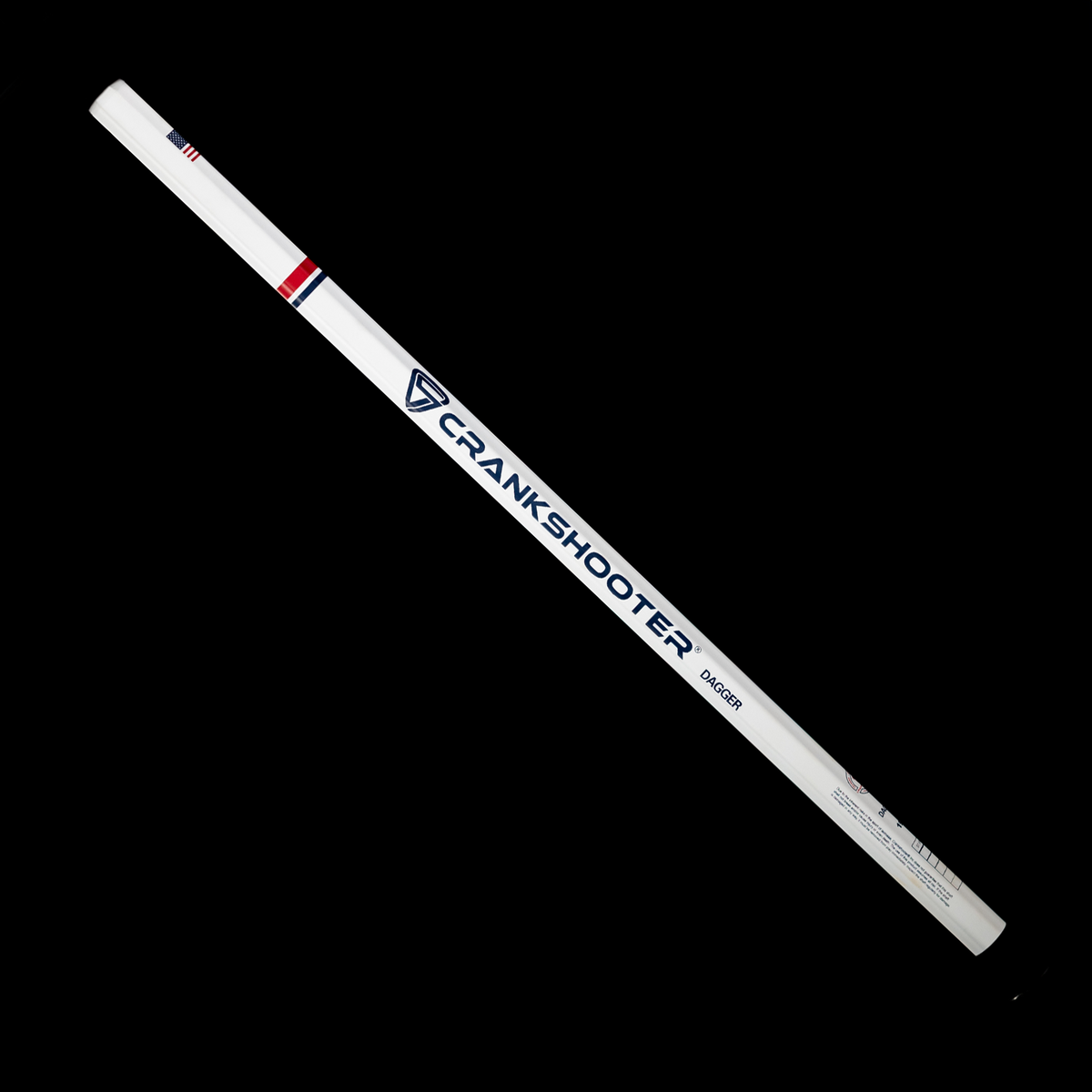 Crankshooter® Dagger Carbon Fiber Lacrosse Shaft, 30", Matte White & "USA Tough" Editions