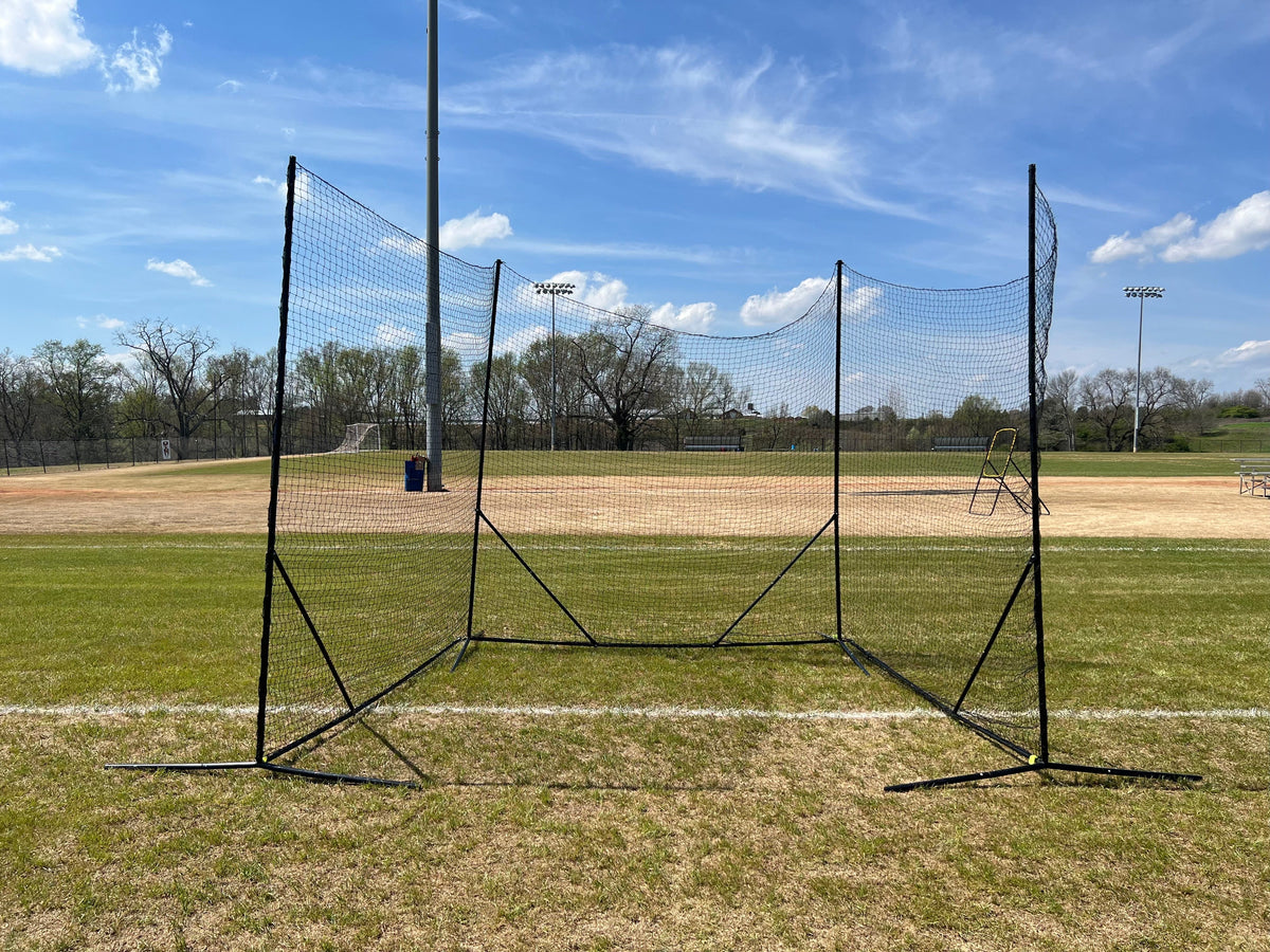 Crankshooter® Backstop CURV Adjustable-Angle Lacrosse System, 10'x30', with 3mm Knotted Poly Net