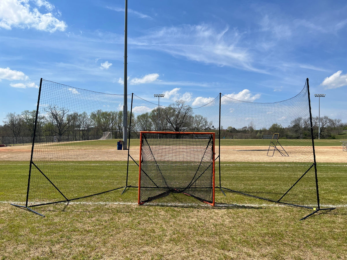 Crankshooter® Backstop CURV Adjustable-Angle Lacrosse System, 10'x30', with 3mm Knotted Poly Net