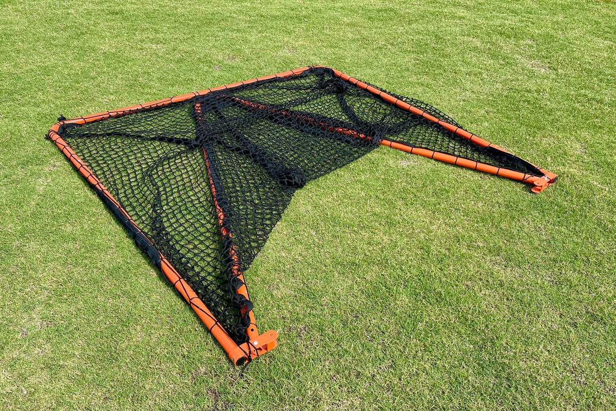 Open Box — Crankshooter® Folding Lacrosse Goal, 6'x6'x7', 30 lbs, Includes 5mm Black Net