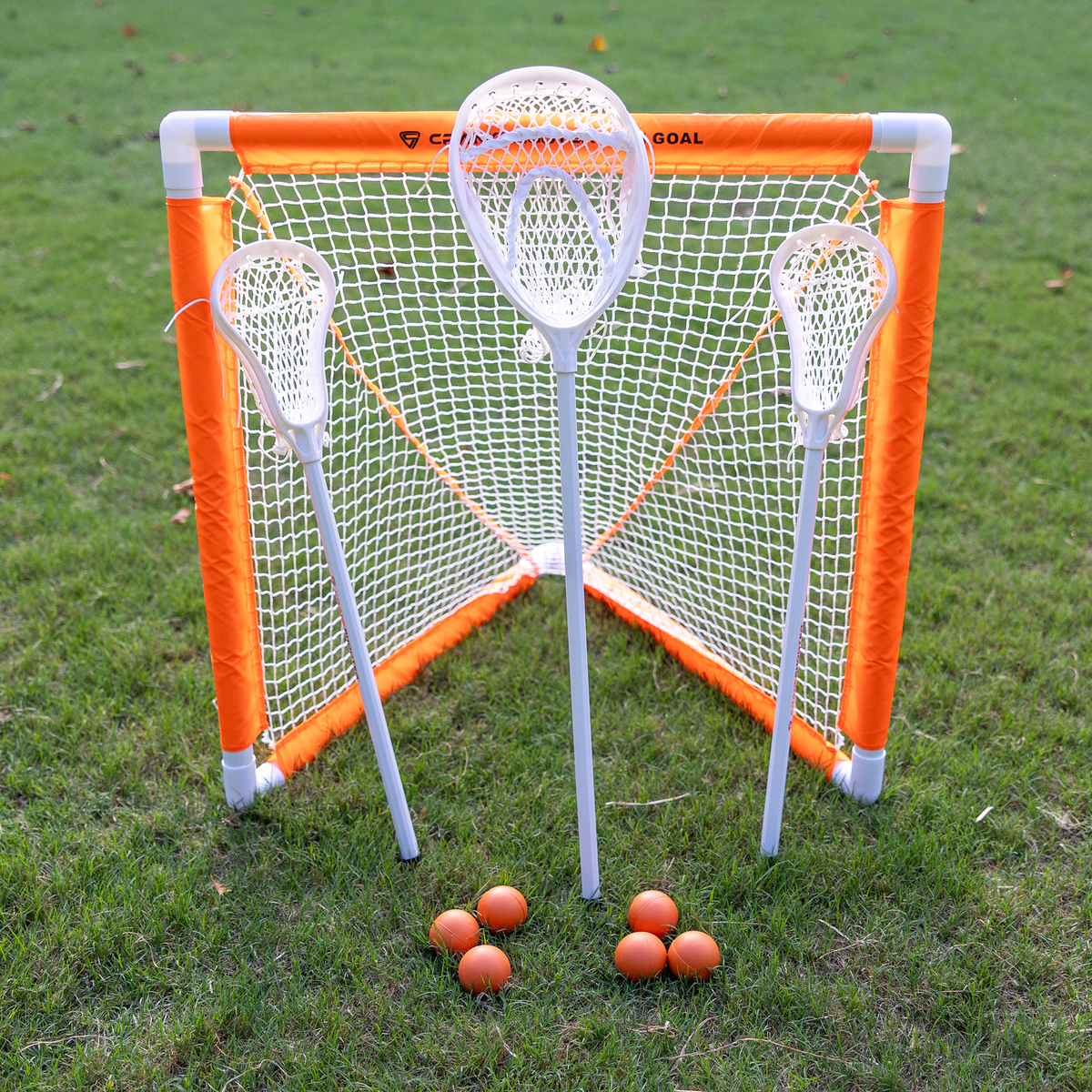 Crankshooter® Mini Lacrosse Goal Set, Includes 2 Goals, 3 Sticks & Soft Ball