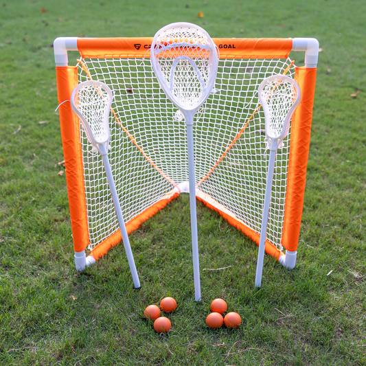Crankshooter® Mini Lacrosse Goal Set, Includes 2 Goals, 3 Sticks & Soft Ball