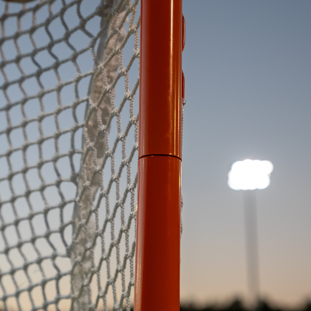 Crankshooter® Compact College/High School Lacrosse Game Goal, 6'x6'x7', 118 lbs, Flat Base with Lacing Rails, Includes 6mm or 7mm White Net