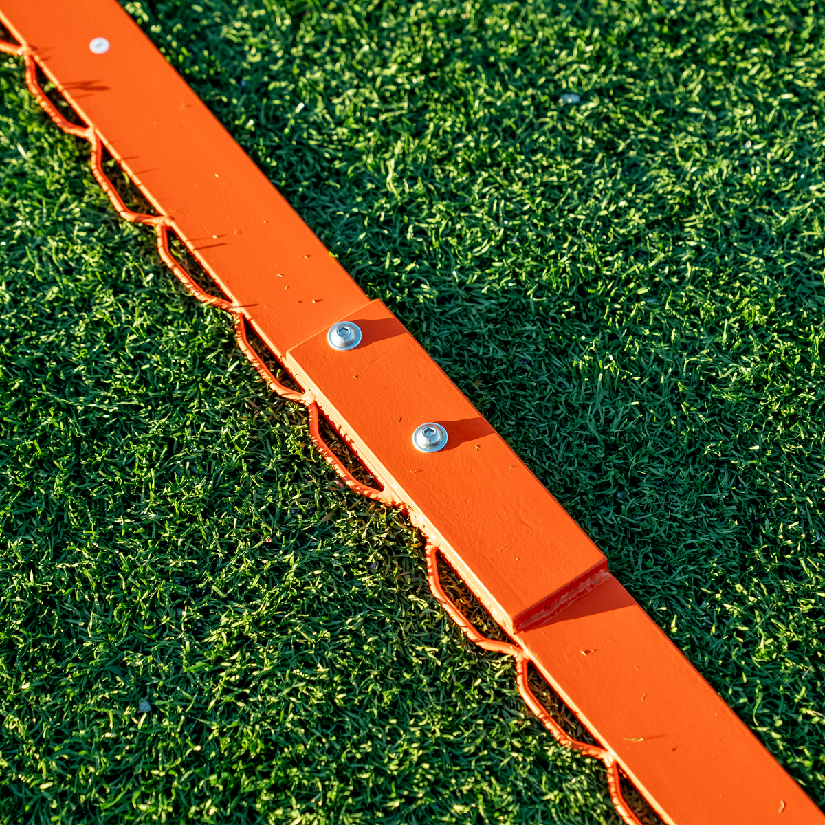 Crankshooter® Compact College/High School Lacrosse Game Goal, 6'x6'x7', 118 lbs, Flat Base with Lacing Rails, Includes 6mm or 7mm White Net
