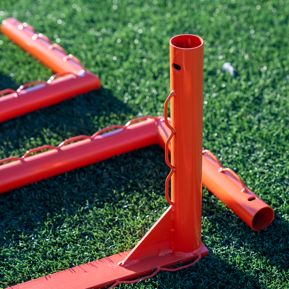 Crankshooter® Compact College/High School Lacrosse Game Goal, 6'x6'x7', 118 lbs, Flat Base with Lacing Rails, Includes 6mm or 7mm White Net