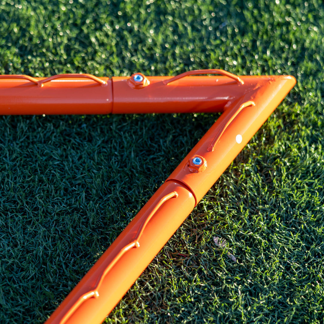 Crankshooter® High School Practice Lacrosse Goals, Pair (Qty 2), 6'x6'x7', 59 lbs Each, Includes 6mm White or Black Nets