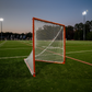 Crankshooter® Compact College/High School Lacrosse Game Goal, 6'x6'x7', 118 lbs, Flat Base with Lacing Rails, Includes 6mm or 7mm White Net