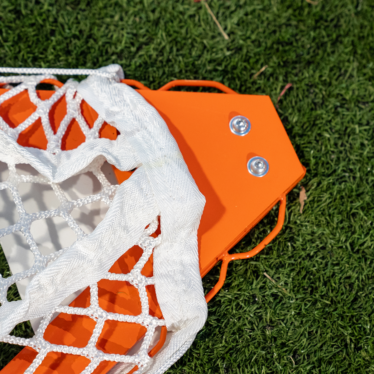 Crankshooter® Compact College/High School Lacrosse Game Goal, 6'x6'x7', 118 lbs, Flat Base with Lacing Rails, Includes 6mm or 7mm White Net