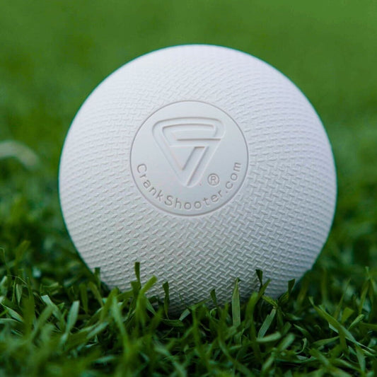 Crankshooter TX Extreme Grip textured lacrosse game balls, white, SEI NOCSAE NCAA certified