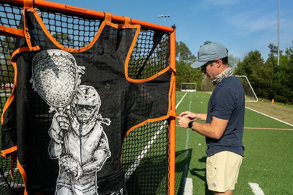 Crankshooter® Hi-Impact Lacrosse Shot Trainer for 6'x6'x7' Goal, Female Goalie, Triple Stitching