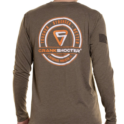 Crankshooter® Lacrosse T-Shirt, Green, Long Sleeve, Made in USA