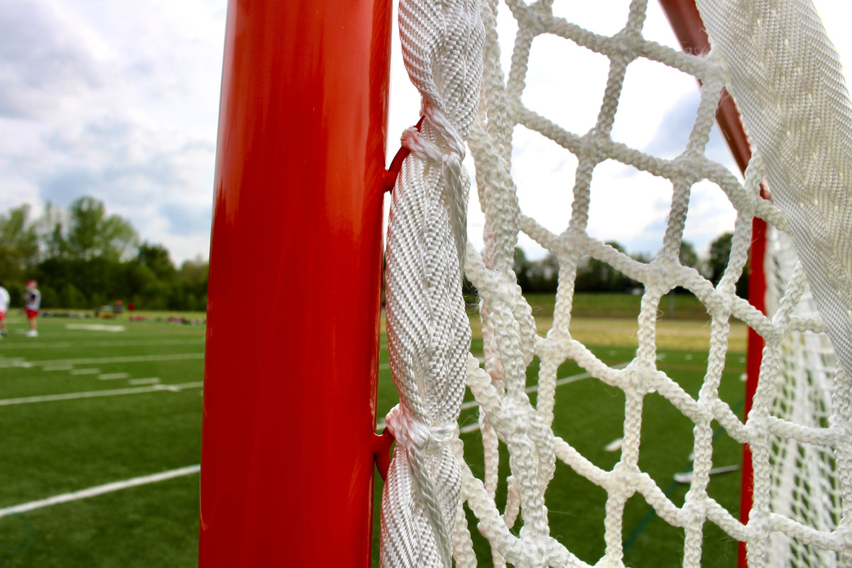 Crankshooter® High School Practice Lacrosse Goals, Pair (Qty 2), 6'x6'x7', 59 lbs Each, Includes 6mm White or Black Nets