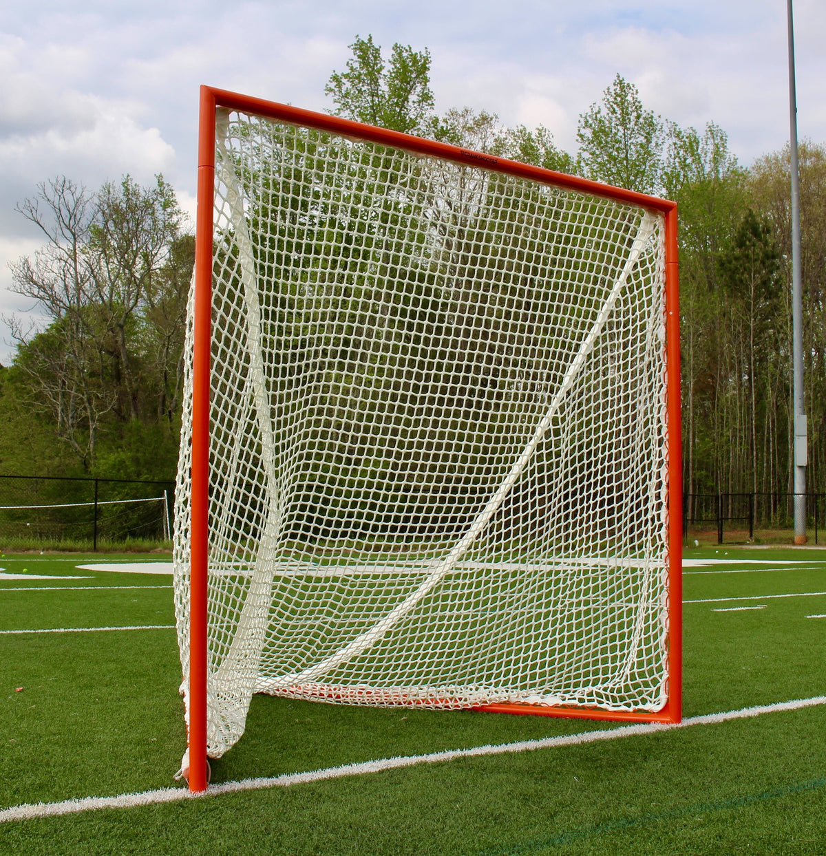 Crankshooter® High School Practice Lacrosse Goals, Pair (Qty 2), 6'x6'x7', 59 lbs Each, Includes 6mm White or Black Nets