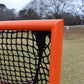 Crankshooter® College/High School Game Lacrosse Goals, Pair (Qty 2), 6'x6'x7', 118 lbs Each, Flat Base with Lacing Rails, Includes 6mm or 7mm White or Black Nets