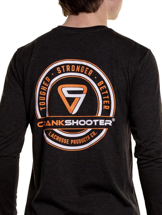 Crankshooter® Lacrosse T-Shirt, Black, Long Sleeve, Made in USA