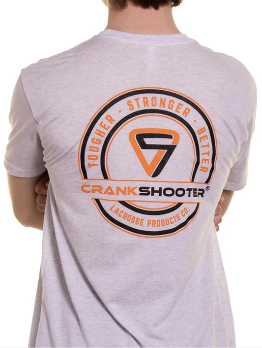 Crankshooter® Lacrosse T-Shirt, White, Short Sleeve, Made in USA