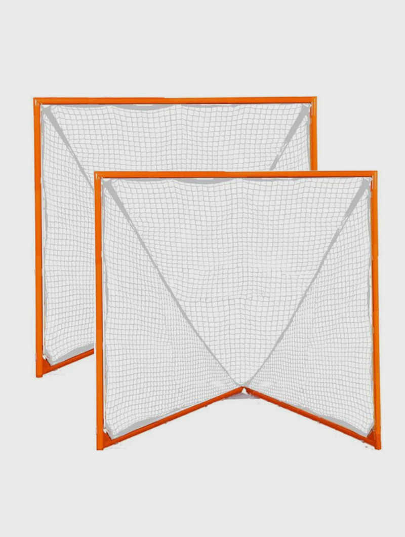 Crankshooter® Tournament Lacrosse Goals, Pair (Qty 2), 6'x6'x7', 35 lbs Each, Includes 5mm White Nets