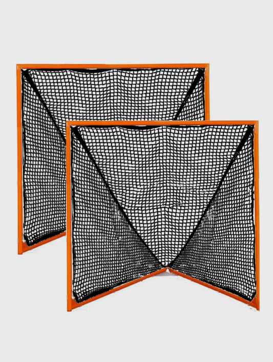 Crankshooter® Tournament Lacrosse Goals, Pair (Qty 2), 6'x6'x7', 35 lbs Each, Includes 6mm Black Nets