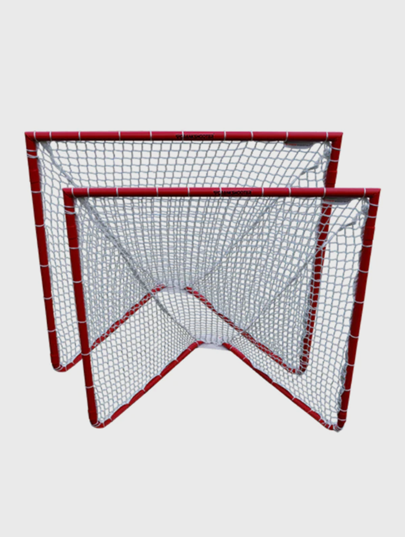 Crankshooter® Box Lacrosse Goals, Pair (Qty 2), 4'x4'x4', 29 lbs Each, Includes 5mm White or Black Nets