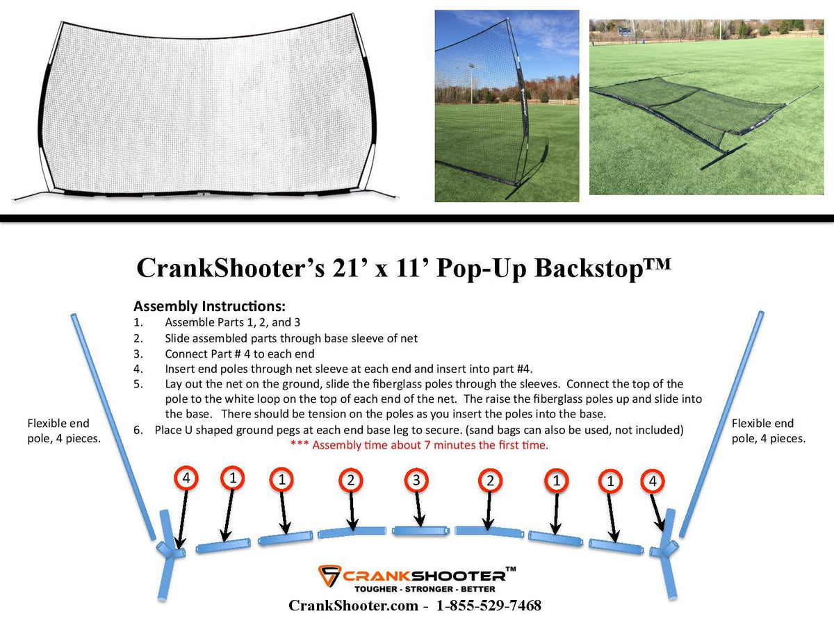Crankshooter® Pop-Up Lacrosse Backstop, 21'x11'